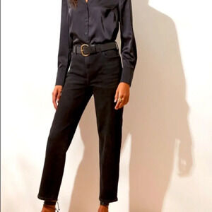 Banana Republic High-Rise Black Wash Straight Jean